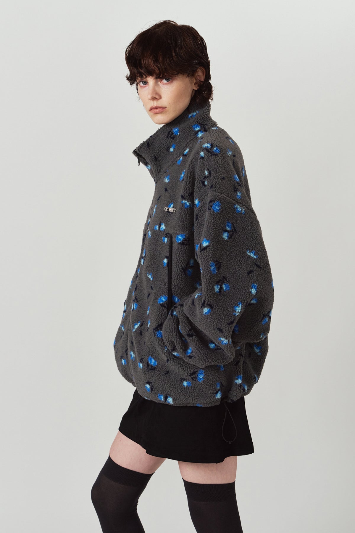 flower boa fleece(unisex)/gray