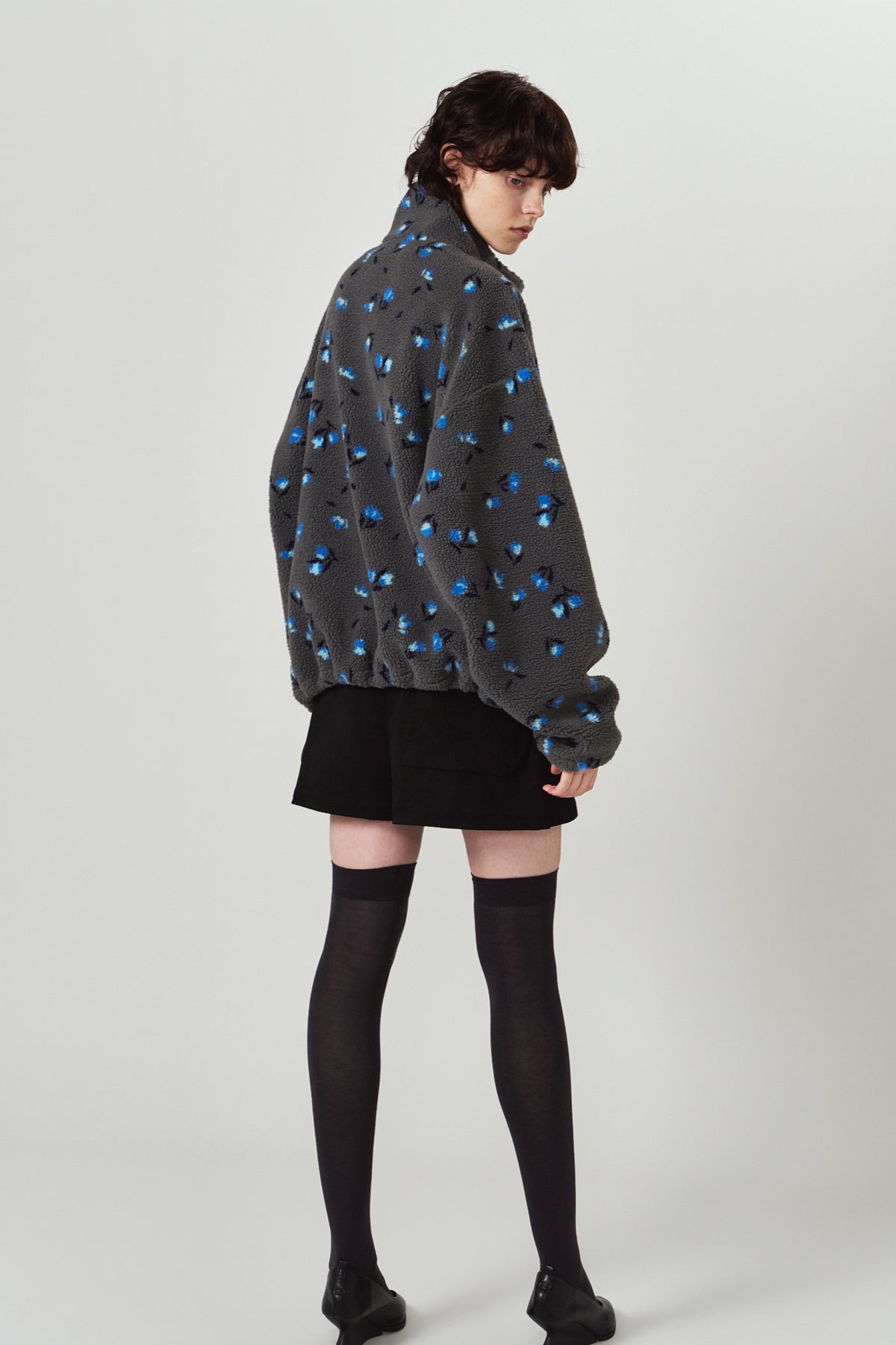 flower boa fleece(unisex)/gray