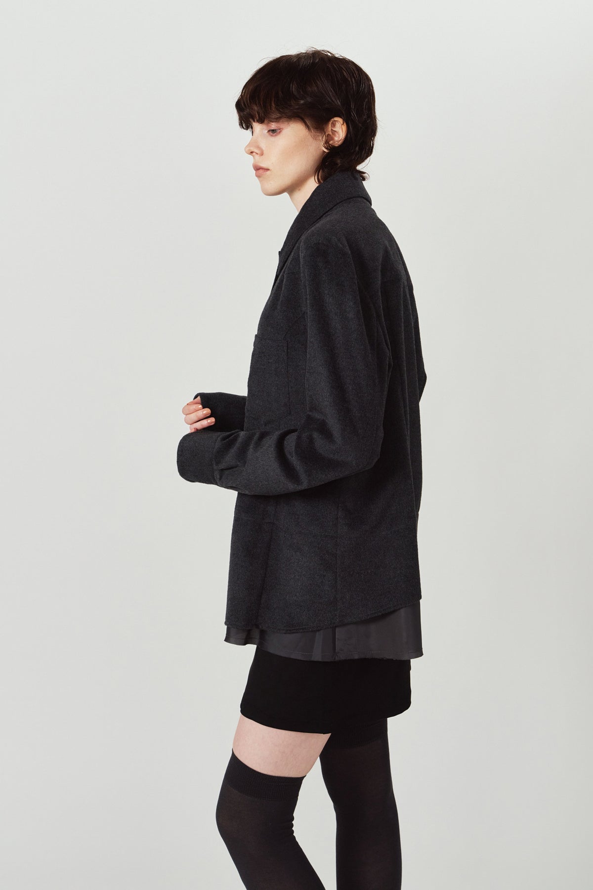 raw edge shirt/charcoal