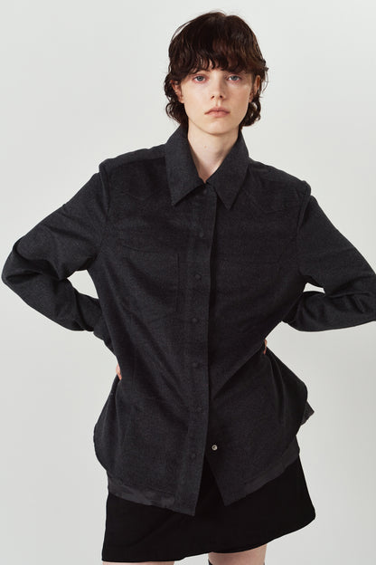 raw edge shirt/charcoal