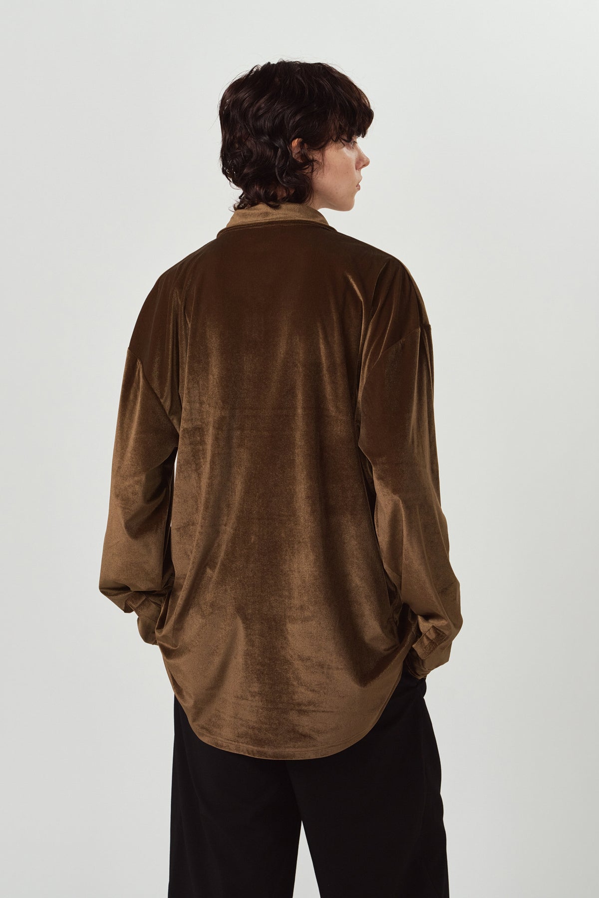 2way velour shirt/brown