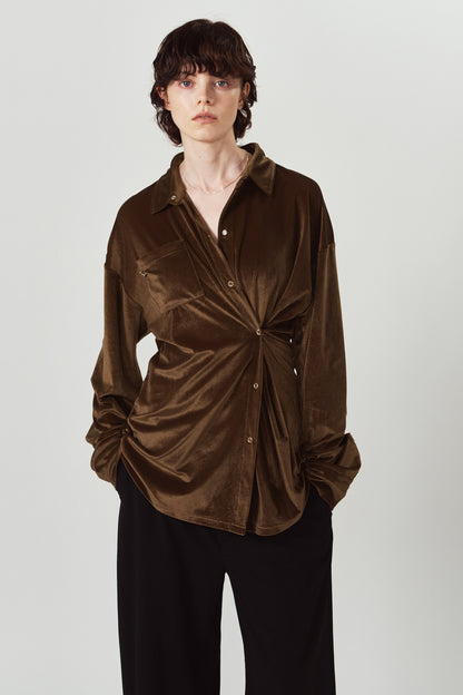 2way velour shirt/brown