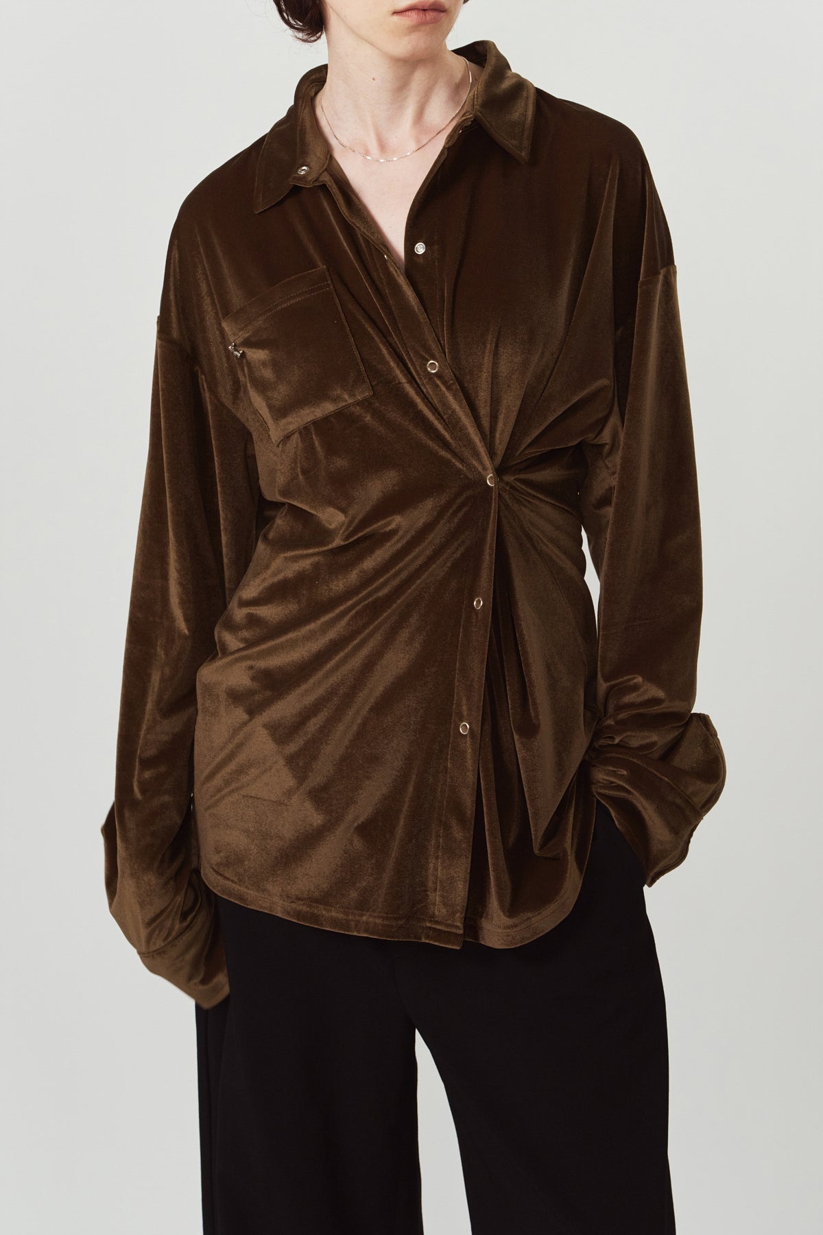 2way velour shirt/brown