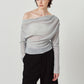 off shoulder velour top/blue