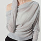 off shoulder velour top/blue