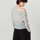 off shoulder velour top/blue