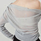off shoulder velour top/blue