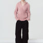 rib hoodie boucle knit/pink