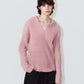 rib hoodie boucle knit/pink