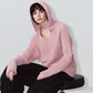 rib hoodie boucle knit/pink