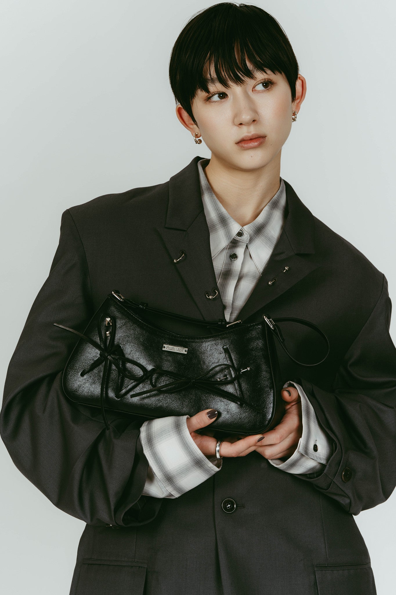 ribbon accent bag/black