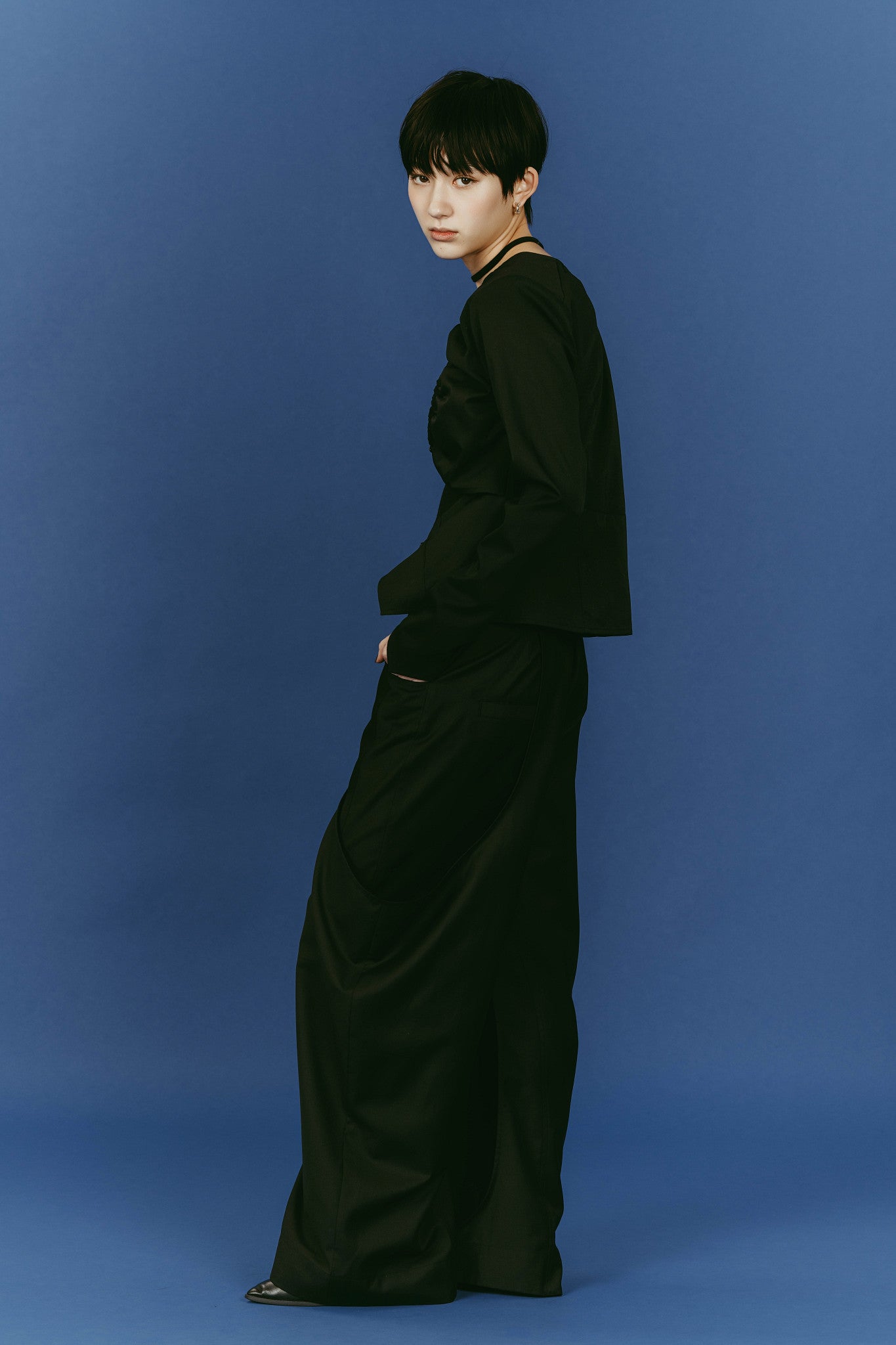 unique feminine blouse/black