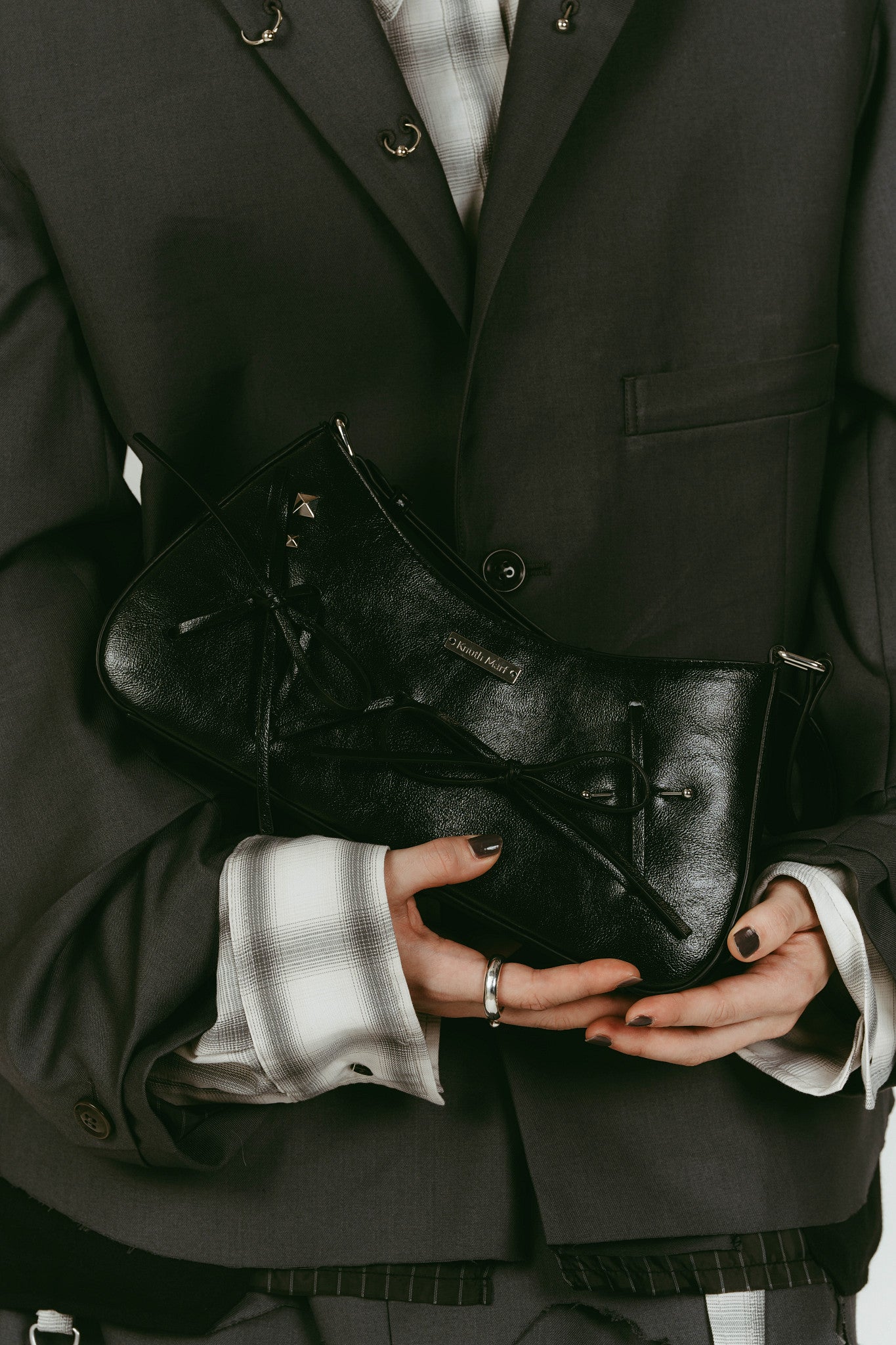 ribbon accent bag/black