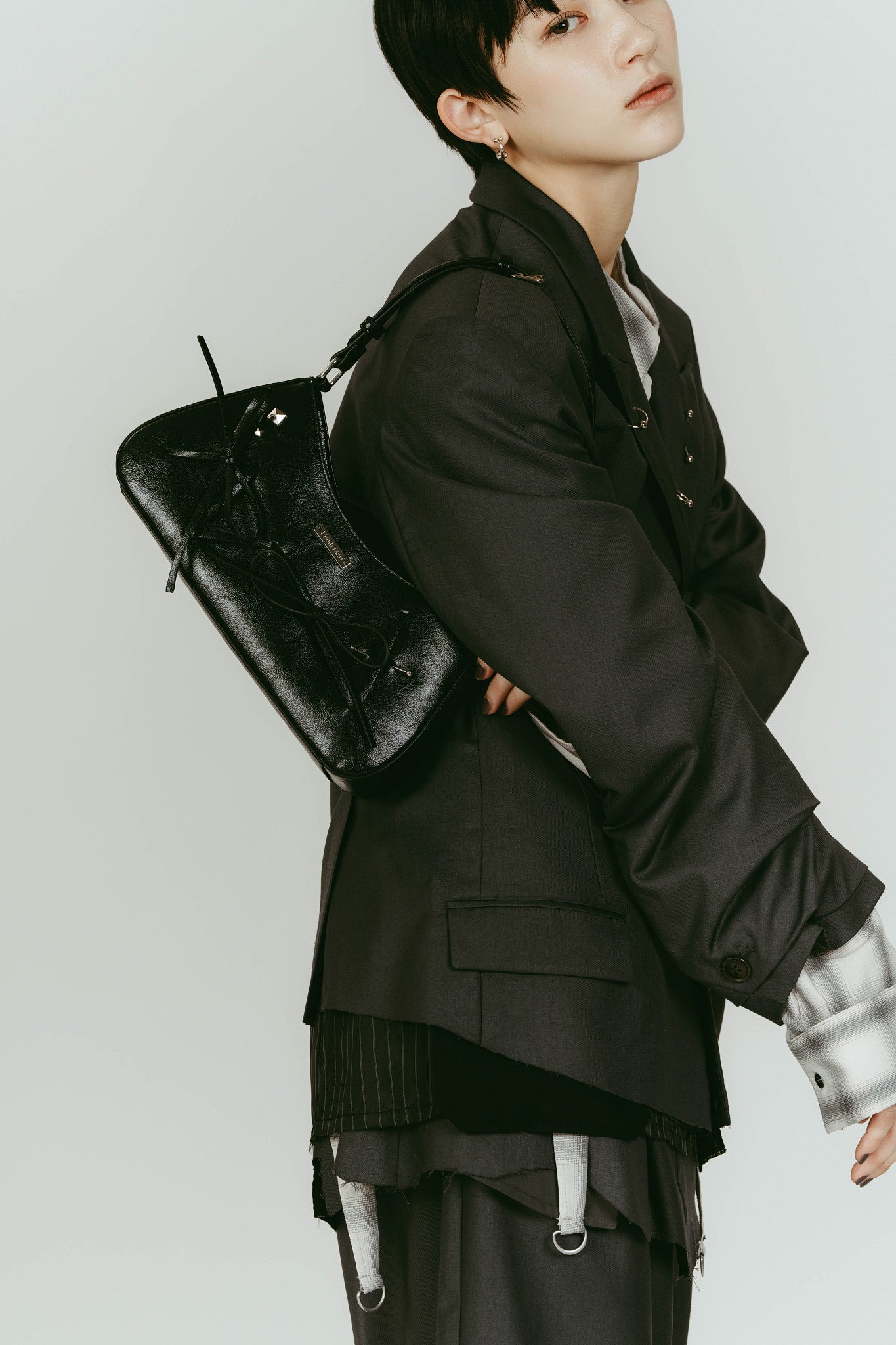 ribbon accent bag/black