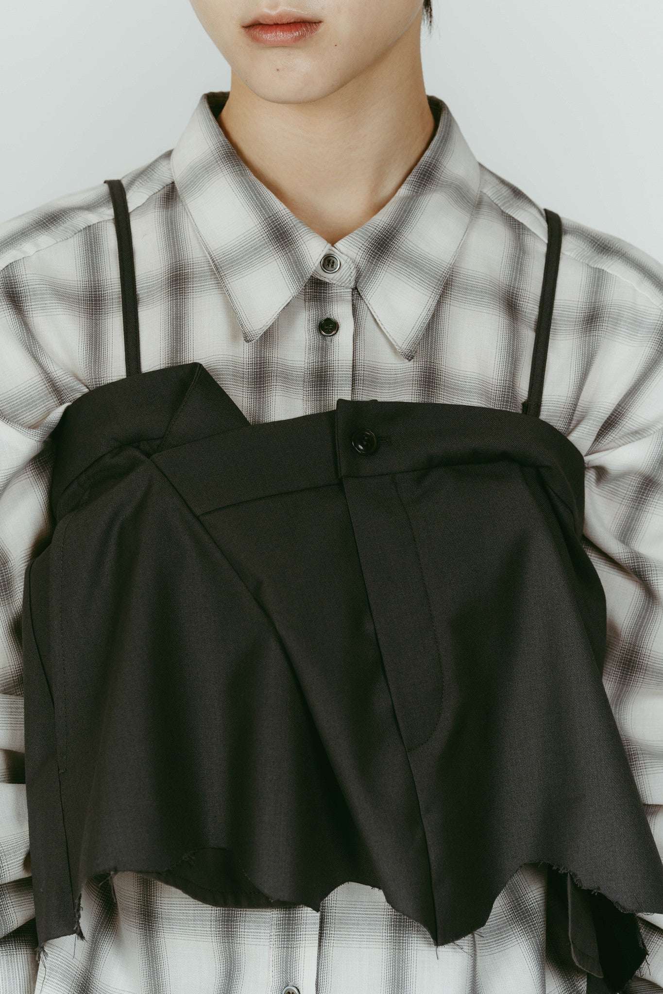 cut layered mid length skirt/gray