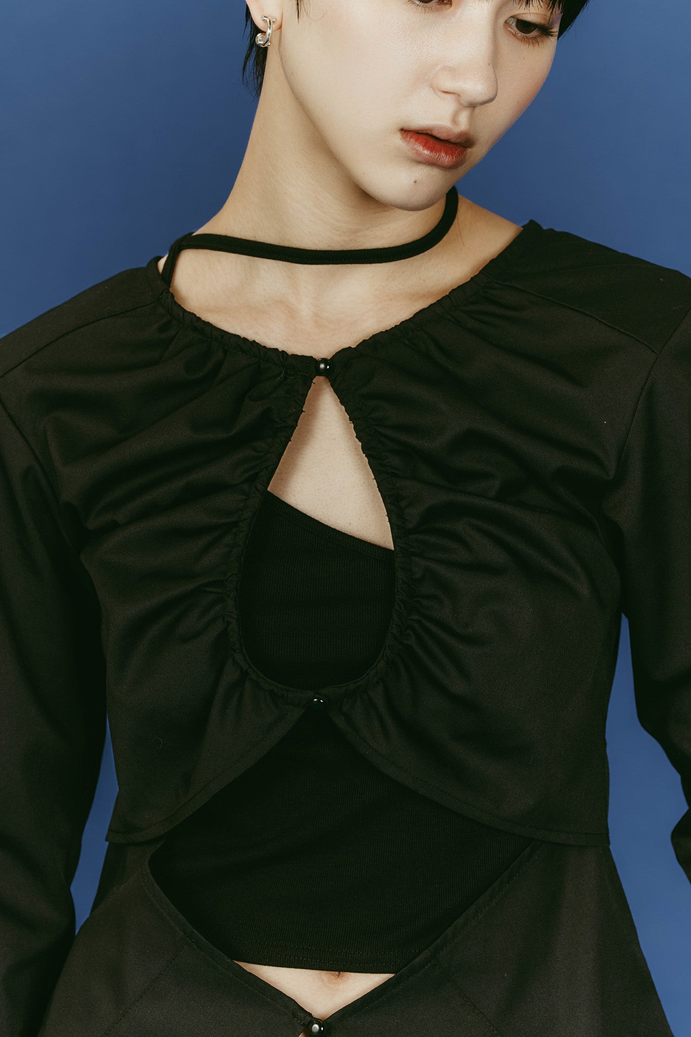 unique feminine blouse/black