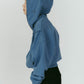 pierced hooded sweatshirt/blue