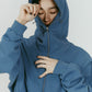 pierced hooded sweatshirt/blue
