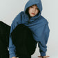 pierced hooded sweatshirt/blue