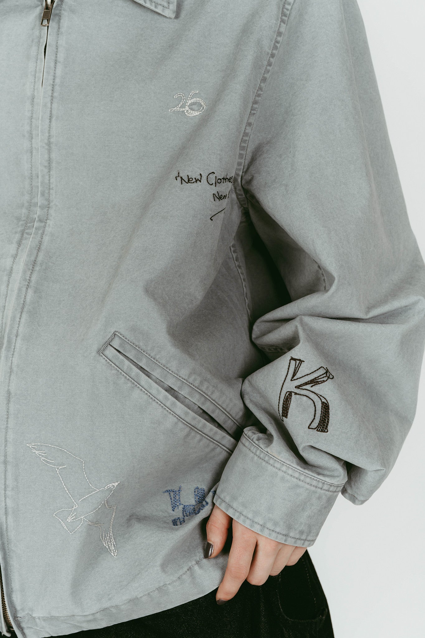 embroidered jacket(unisex)/blue