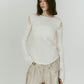 hooded jacquard top/white