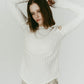 hooded jacquard top/white