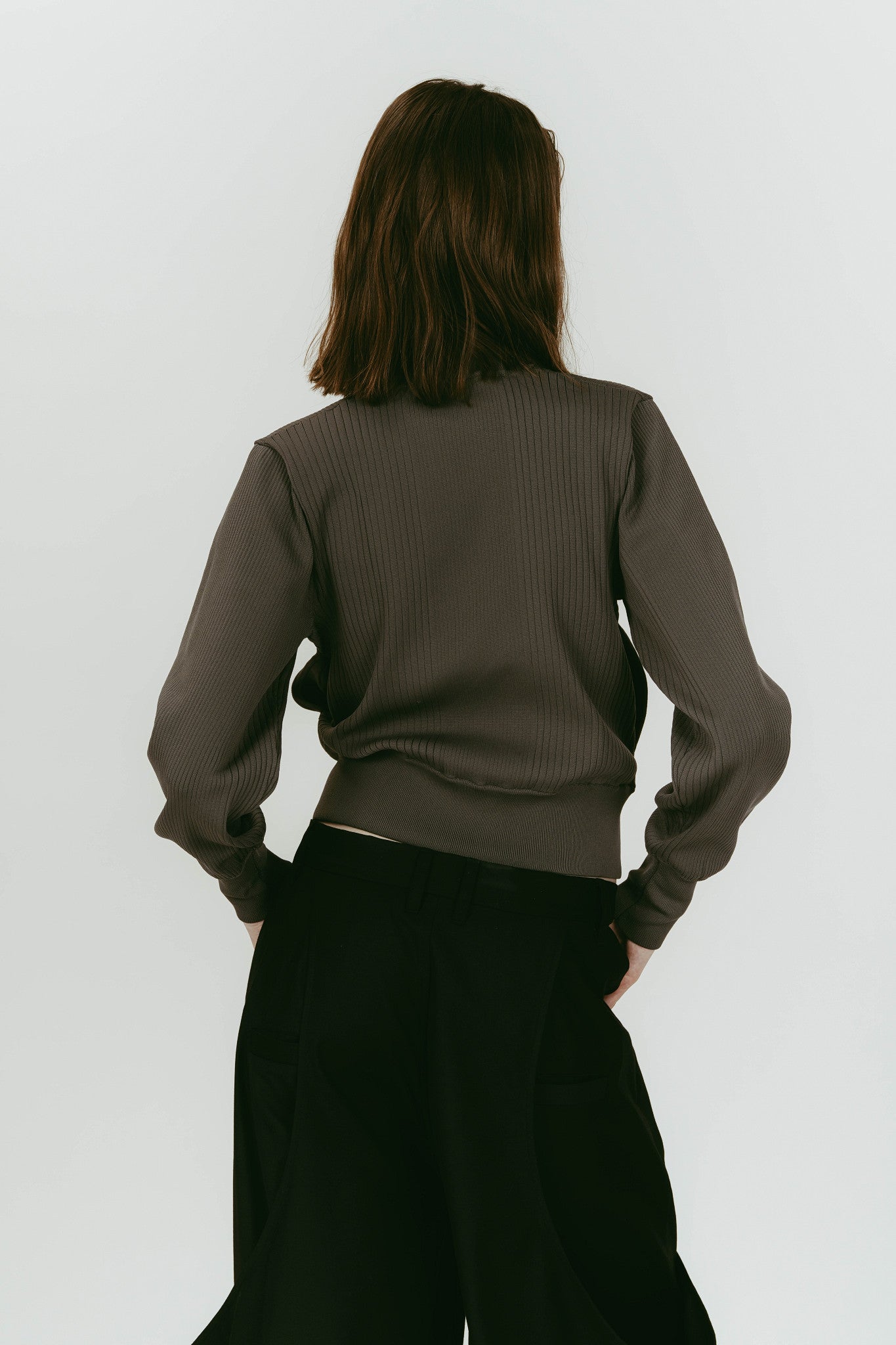 pocket zip up knit/gray