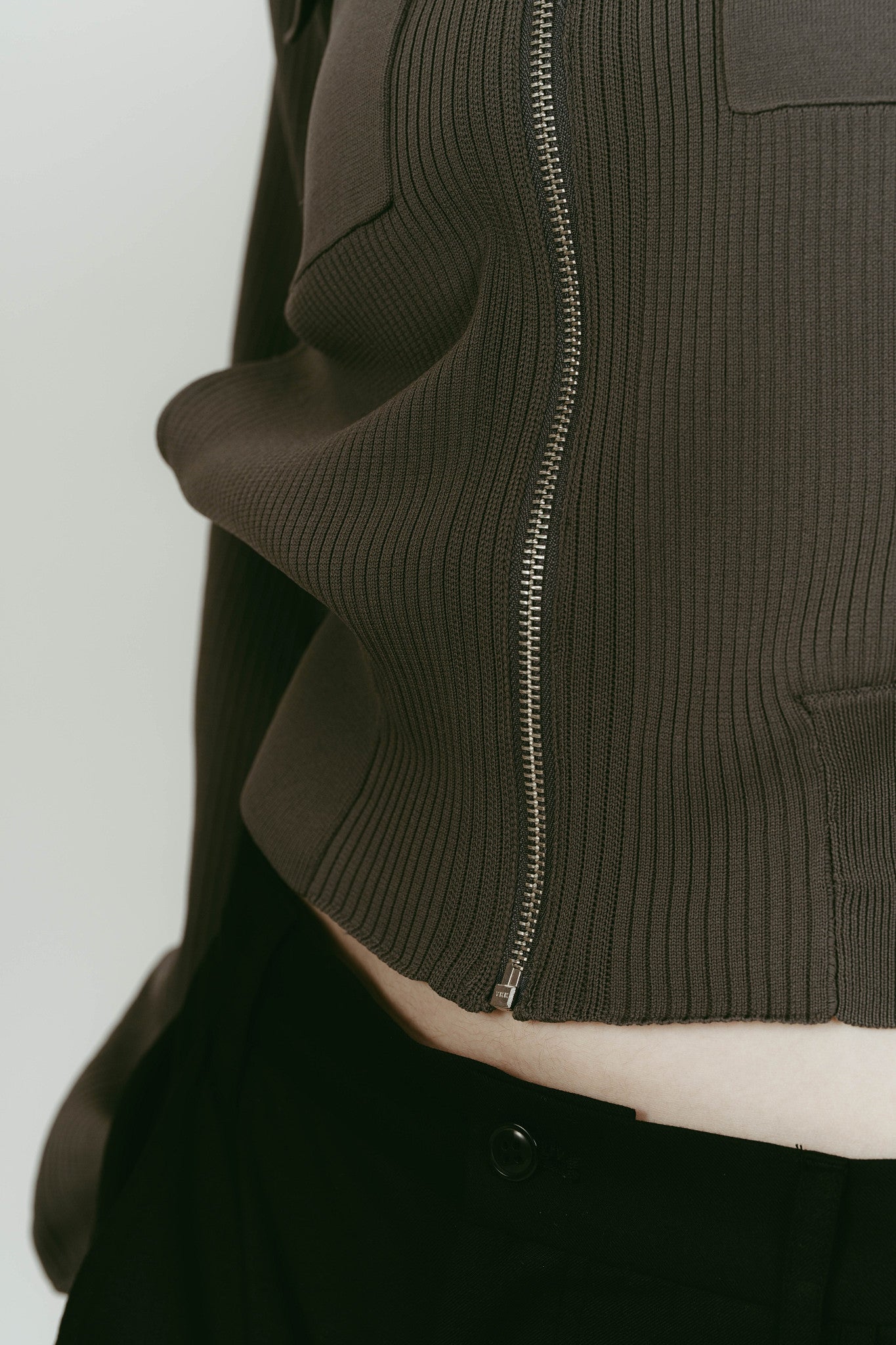 pocket zip up knit/gray