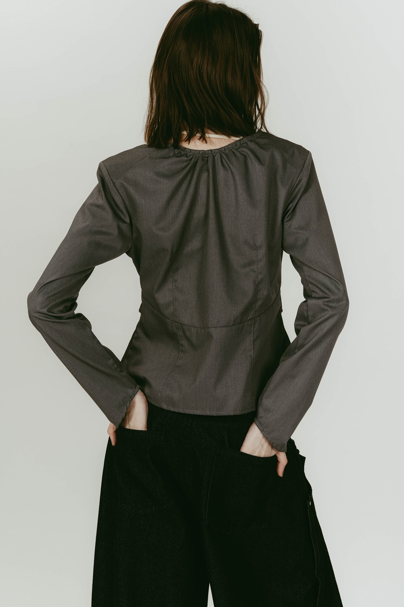 unique feminine blouse/gray