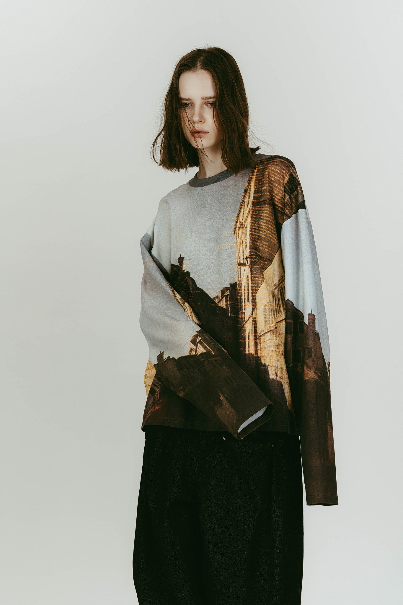 scenery print long sleeve tee/croatia