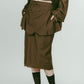 cut layered mid length skirt/brown