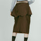 cut layered mid length skirt/brown
