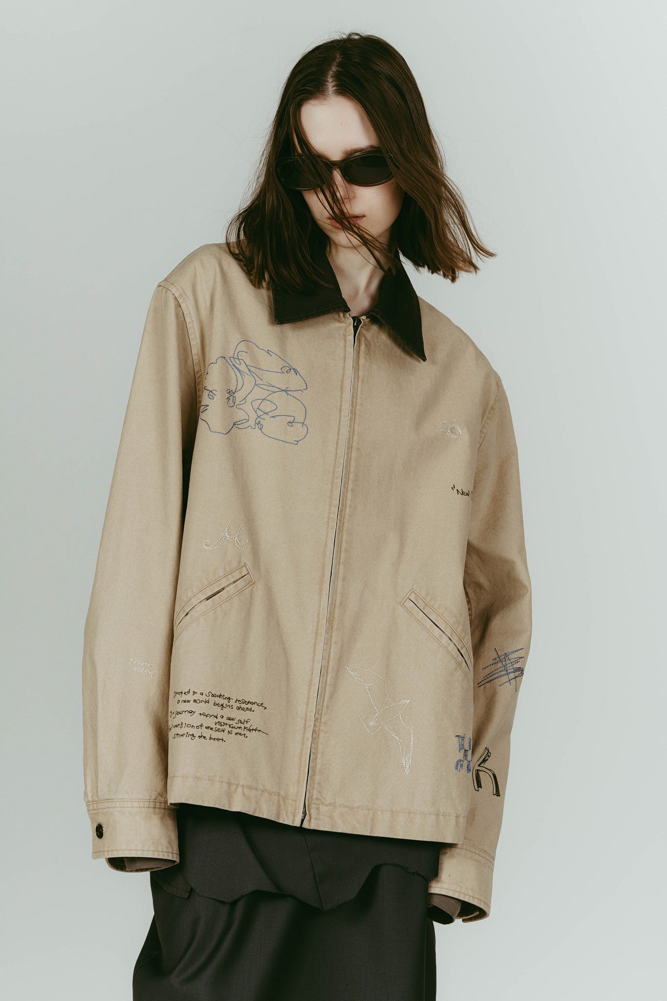 embroidered jacket(unisex)/beige