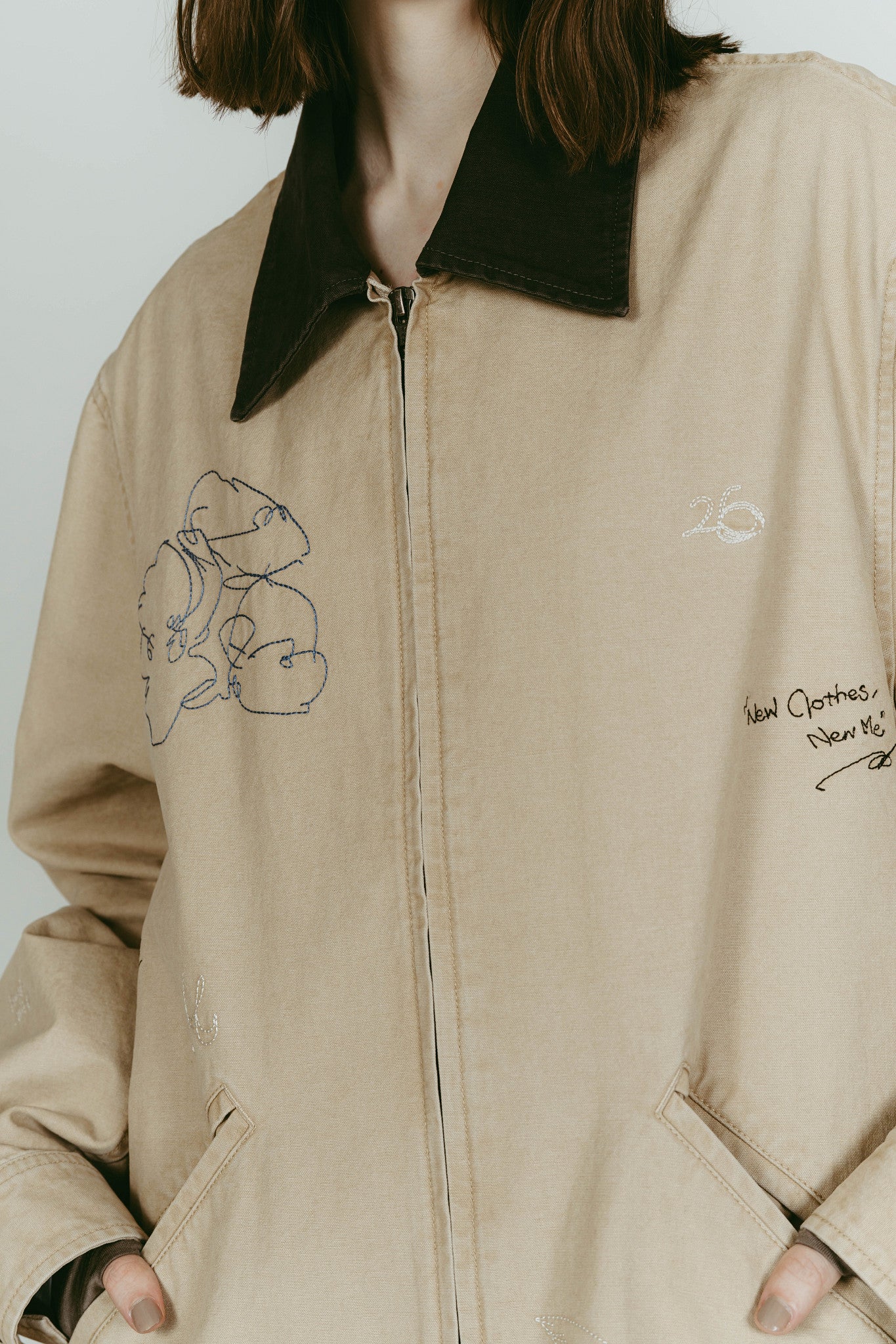 embroidered jacket(unisex)/beige