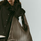 leather pleats bag/silver