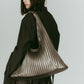 leather pleats bag/silver