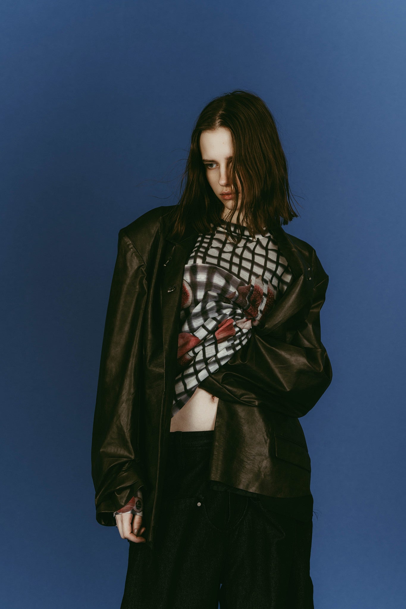 vintage tailored jacket/leatherblack