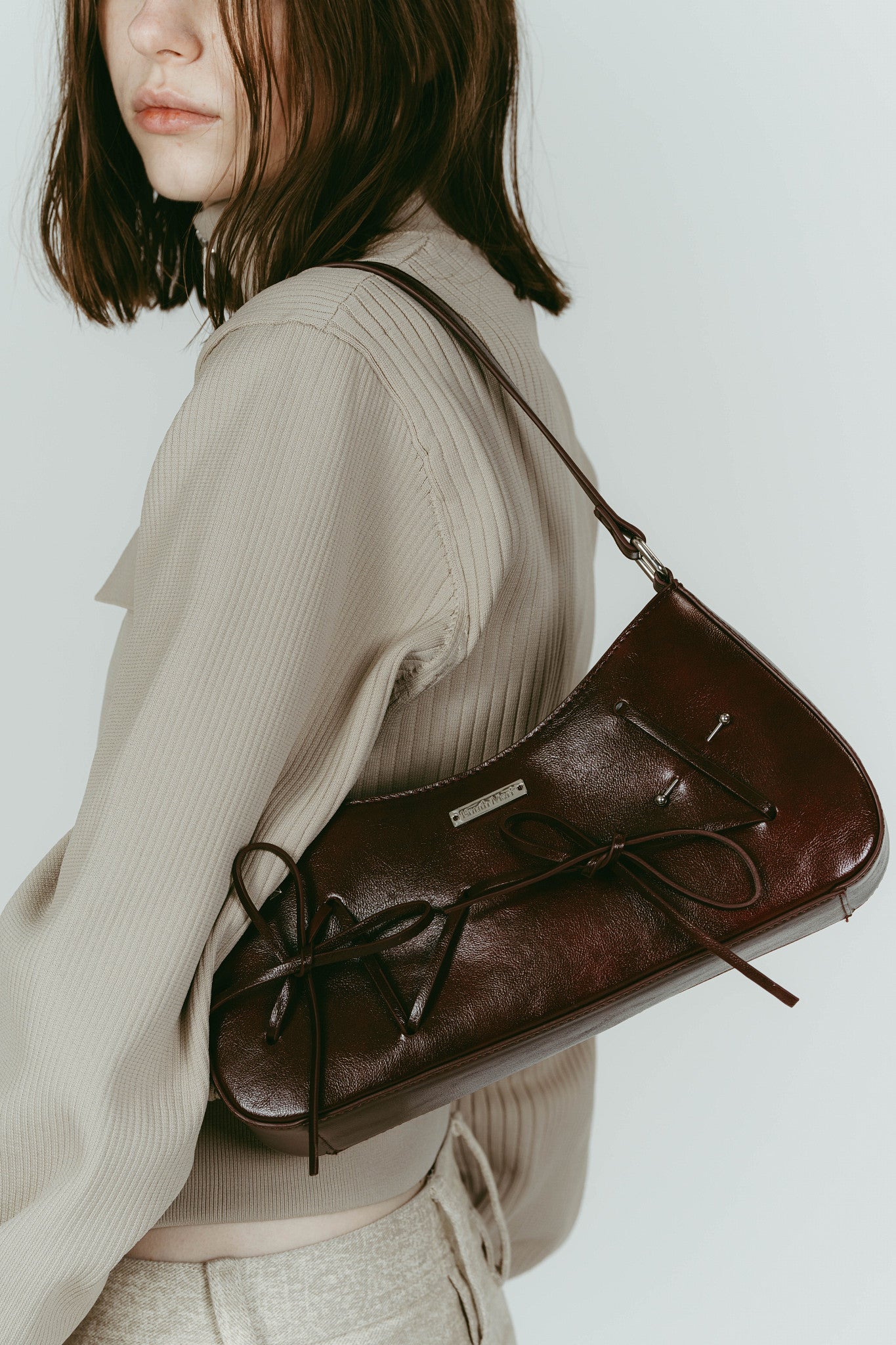 ribbon accent bag/burgundy