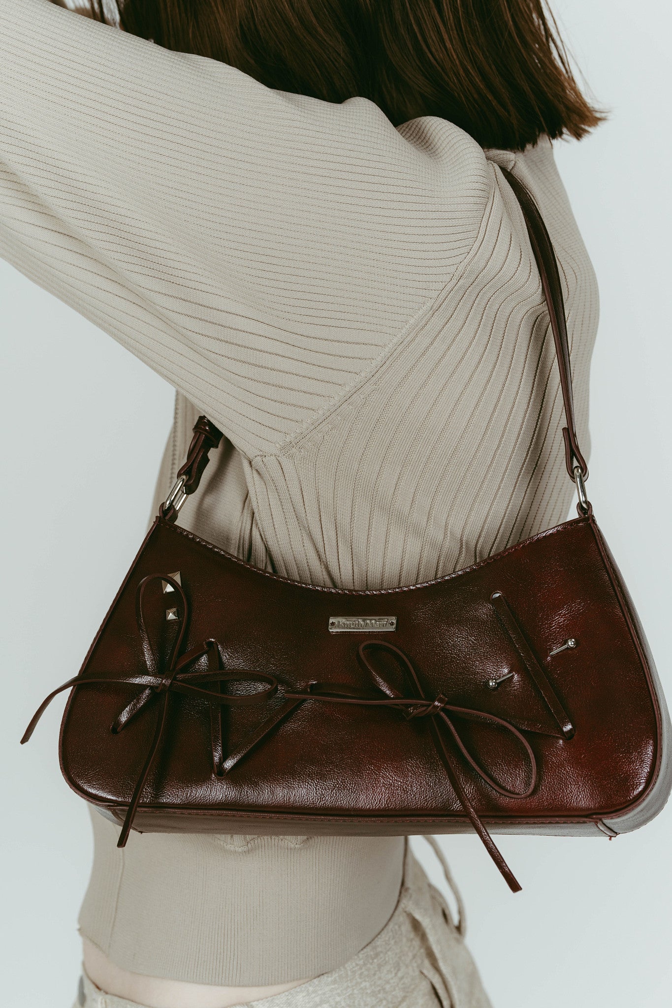 ribbon accent bag/burgundy