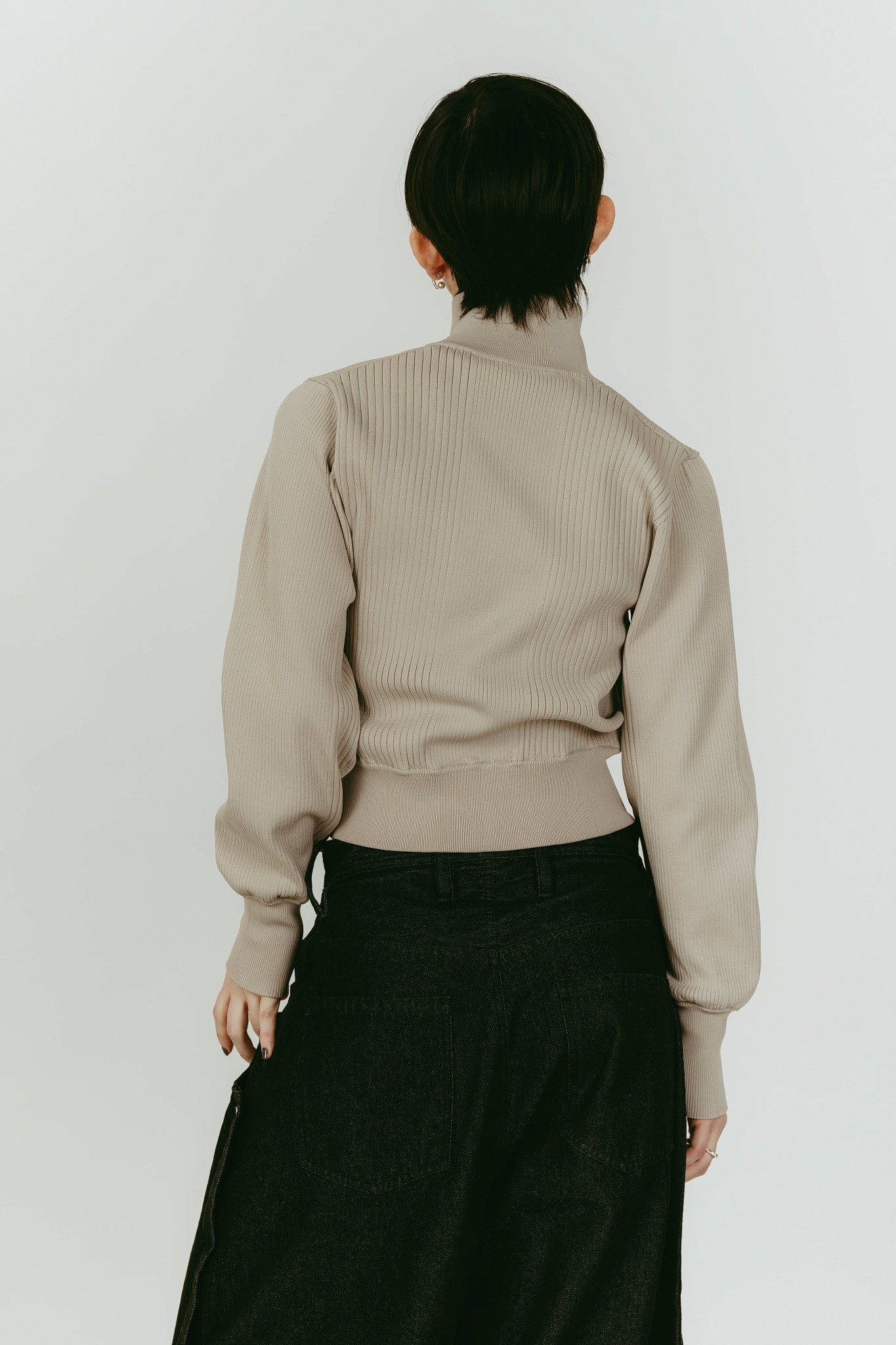 pocket zip up knit/sandbeige