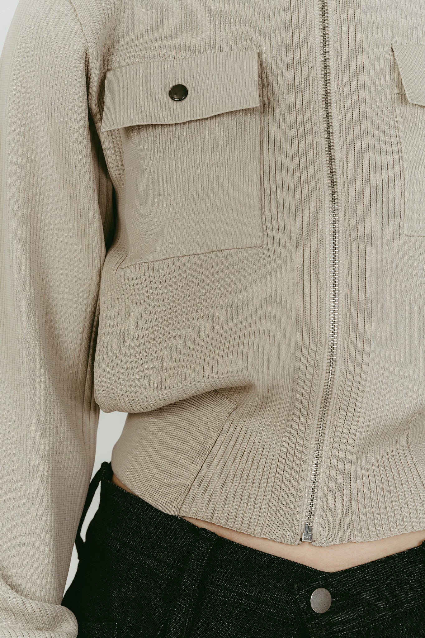 pocket zip up knit/sandbeige