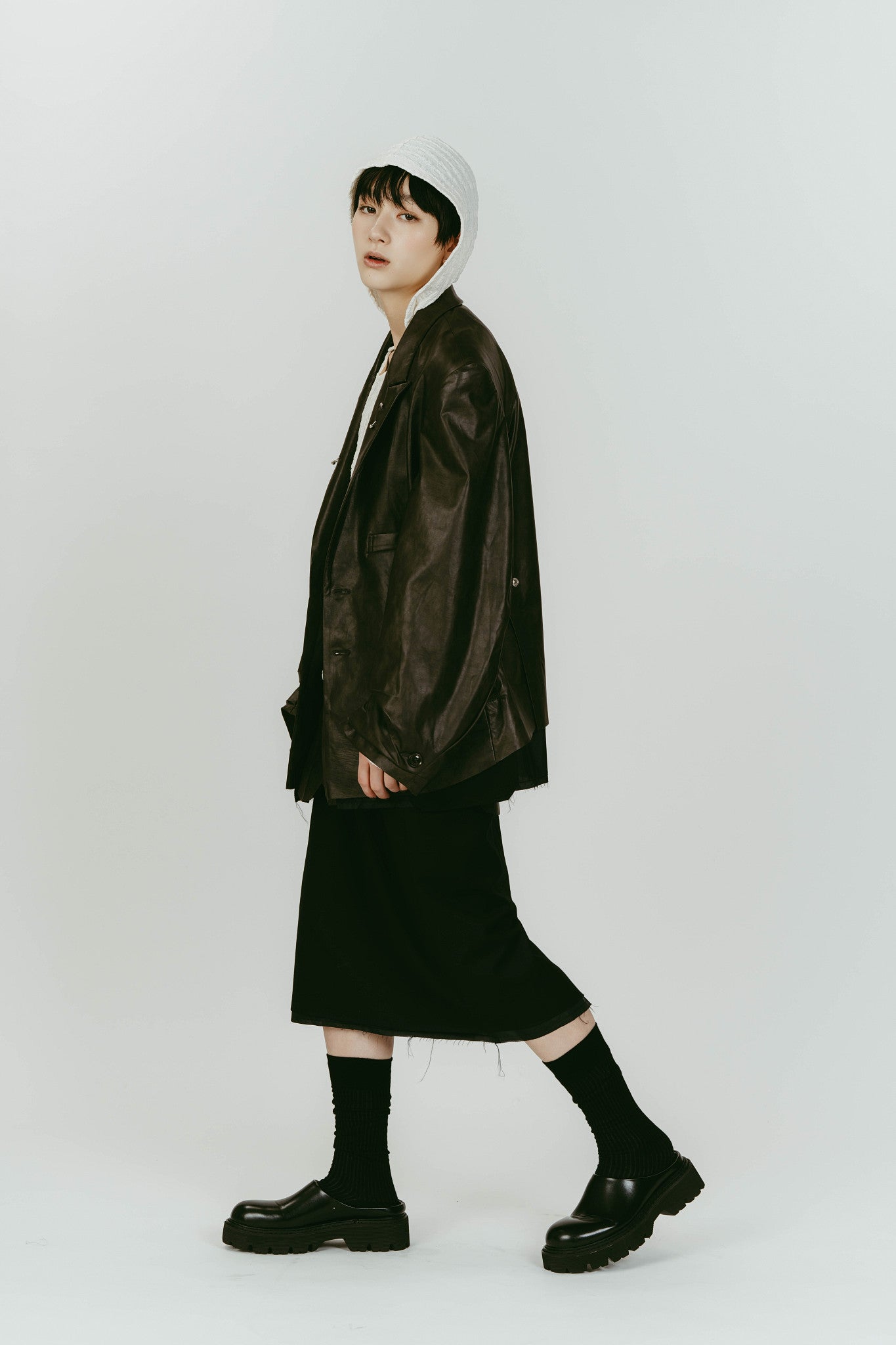 vintage tailored jacket/leatherblack