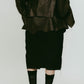 cut layered mid length skirt/leatherblack