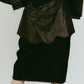 cut layered mid length skirt/leatherblack