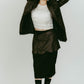 cut layered mid length skirt/leatherblack