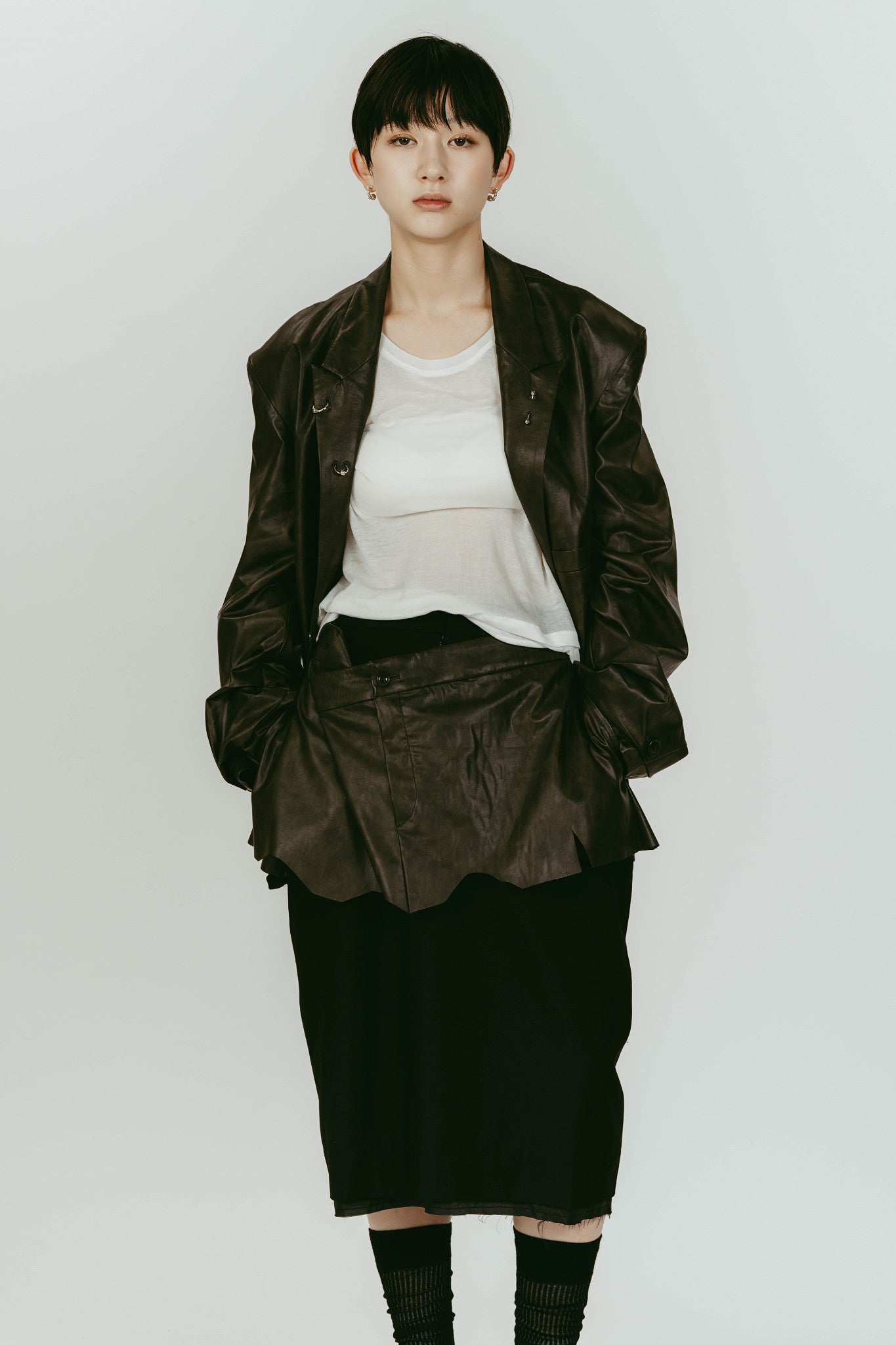 vintage tailored jacket/leatherblack