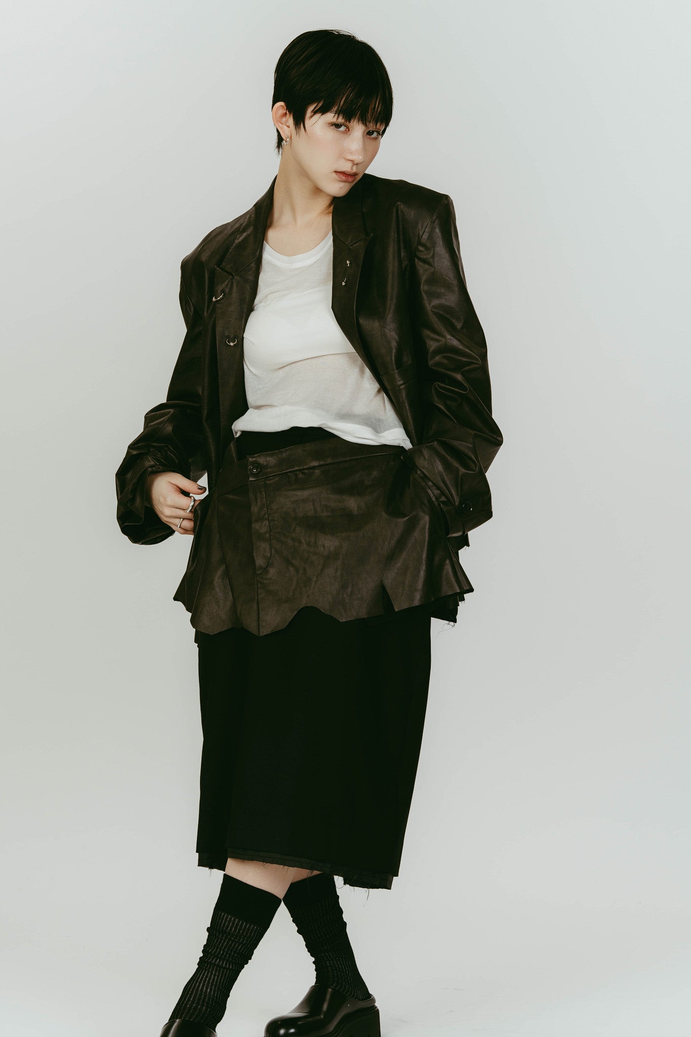 vintage tailored jacket/leatherblack