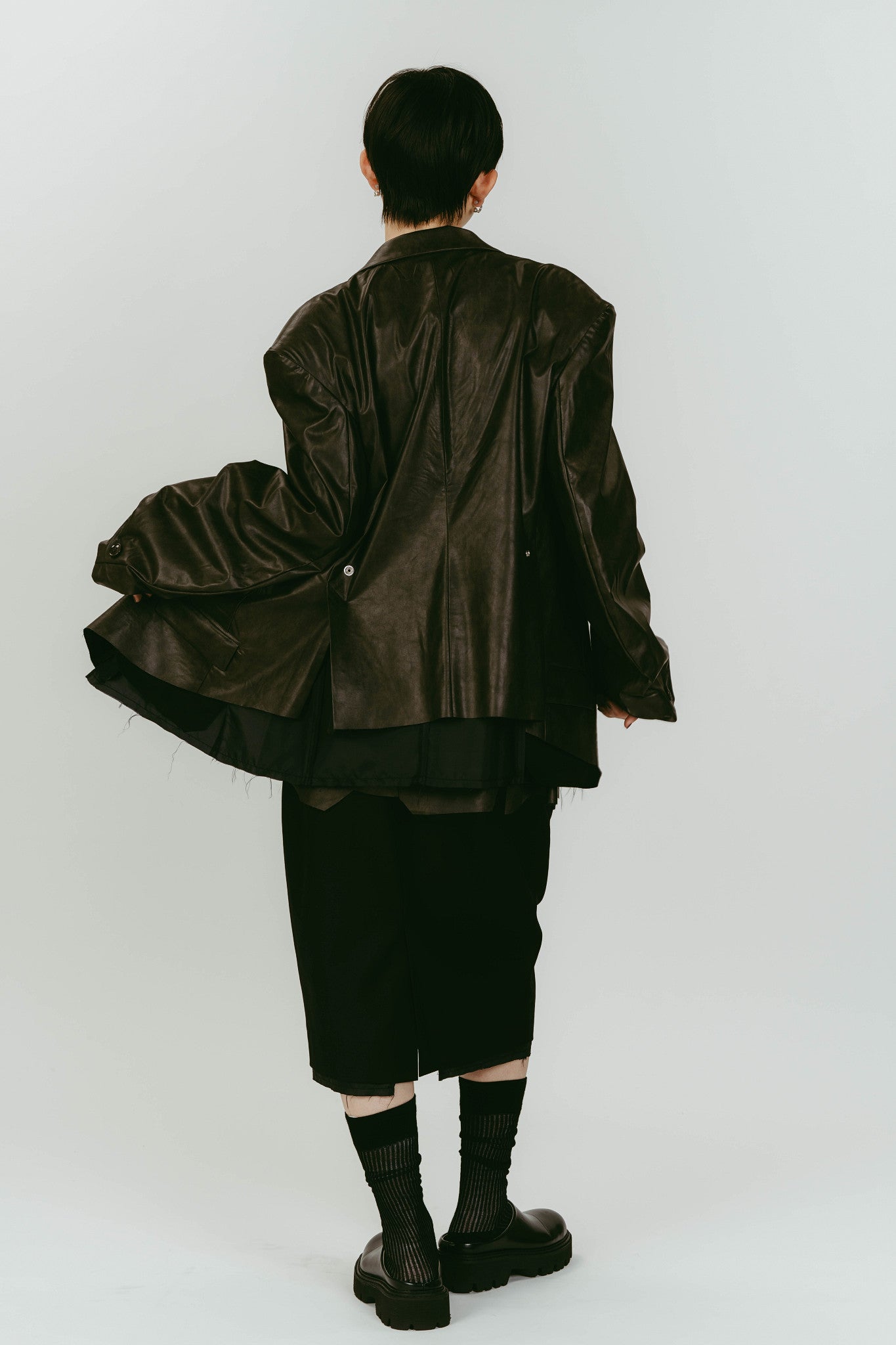 vintage tailored jacket/leatherblack