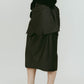 cut layered mid length skirt/gray