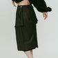 cut layered mid length skirt/gray